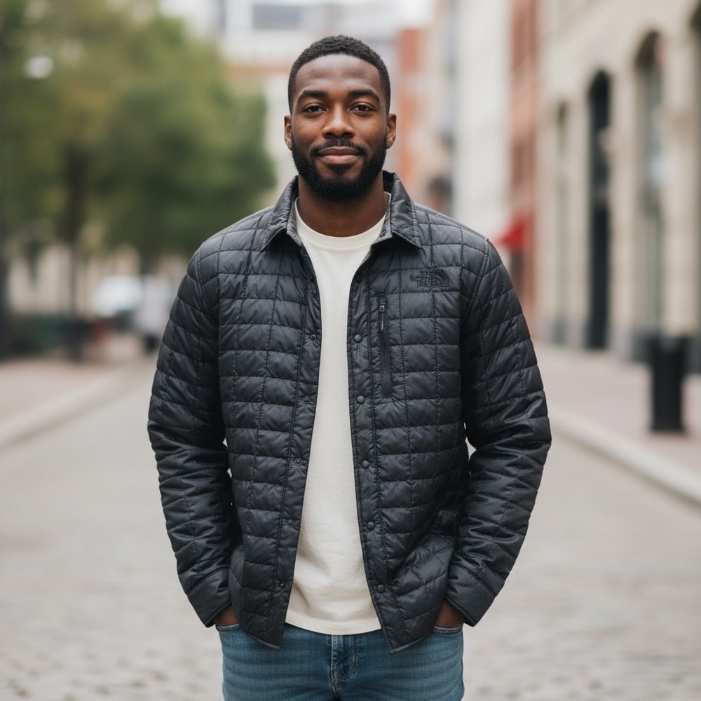 North Face Men's ThermoBall Men's Medium Eco 2.0 Navy Shacket Puffer Packable